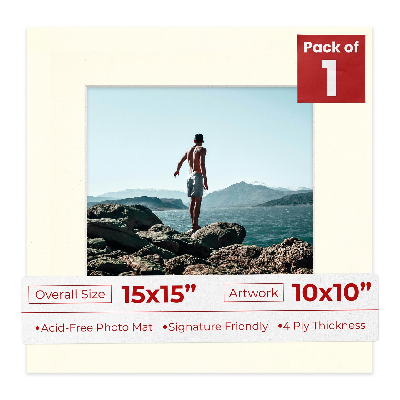 Mojave Sand Beige Mat Board for 15x15 Frames - Fits 10x10 Photos